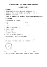 浙江省杭州市高桥初中教育集团2024—2025学年上学期九年级期中数学试卷（原卷版）-A4