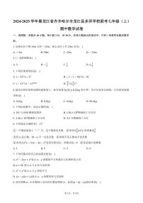 2024～2025学年黑龙江省齐齐哈尔市龙江县多所学校联考七年级(上)期中数学试卷(含答案)