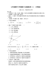 沪教版数学七年级数学下学期期中全真模拟卷（1）（2份，原卷版+解析版）