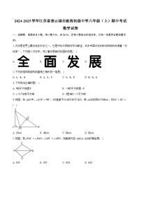 2024-2025学年江苏省连云港市新海初级中学八年级（上）期中考试数学试卷（含答案）
