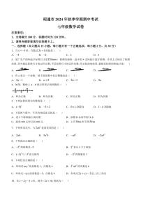 云南省昭通市2024—2025学年七年级(上)期中数学试卷(无答案)