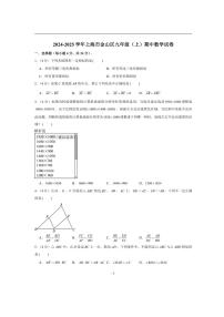 2024～2025学年上海市金山区九年级(上)期中数学试卷(含详解)
