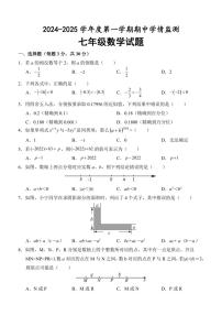 山东省济宁市金乡县2024～2025学年七年级(上)期中数学试卷(无答案)