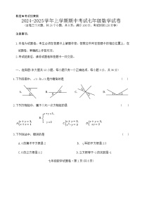 云南省文山壮族苗族自治州文山市第一中学2024-2025学年七年级上学期12月期中数学试题