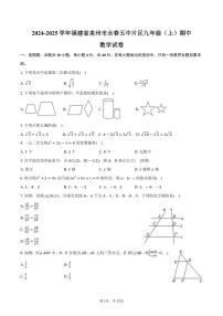2024～2025学年福建省泉州市永春五中片区九年级(上)期中数学试卷(含答案)