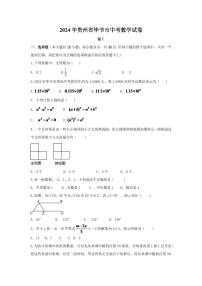 2024年贵州省毕节市中考数学模拟试卷（含解析版）