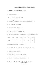 2024年湖北省武汉市中考数学模拟试卷（含解析版）