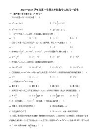 广东省珠海市香洲区珠海市第九中学2024-2025学年九年级上学期10月月考数学试题（原卷版）-A4