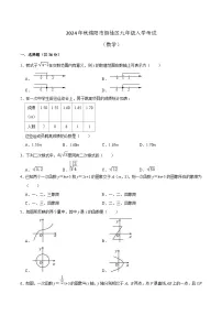 四川省绵阳市游仙区2025届九年级上学期开学考试数学试卷(含答案)