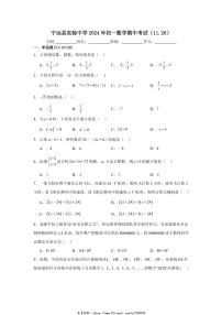 2024～2025学年湖南省永州市宁远县实验中学七年级(上)期中数学试卷(含简单答案)