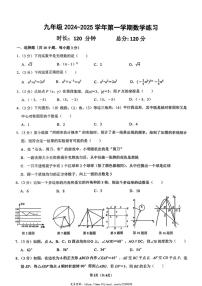 2024～2025学年湖南省长沙市第一中学部分学校联考九年级(上)12月月考数学试卷(无答案)