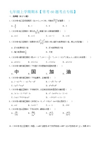 沪教版数学七年级上册期期末【常考60题考点专练】（2份，原卷版+解析版）