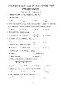 安徽省六安市金安区六安皋城中学2024-2025学年七年级上学期11月期中数学试题