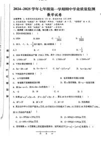 安徽省合肥市高新区2024-2025学年七年级上学期期中学业质量监测数学试卷