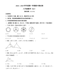 河南省驻马店市驻马店市确山县部分私立学校期中联考2024-2025学年八年级上学期11月期中数学试题（原卷版）-A4