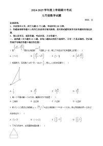 山东省泰安市肥城市2024-2025学年九年级上学期11月期中考试数学试题(1)（原卷版）-A4