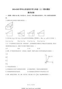 2024～2025学年山东省某中学九年级(上)期末模拟数学试卷(含答案)