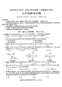 陕西省咸阳市彩虹学校2024_2025学年上学期期中考试九年级数学试题