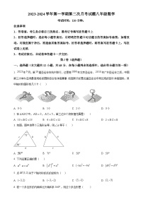 山东省德州市宁津县张宅中学2023-2024学年八年级上学期第二次月考数学试题（原卷版）-A4