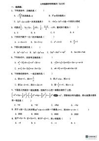 天津市南开区第二十五中学2024-2025学年上学期第二次月考七年级数学试题