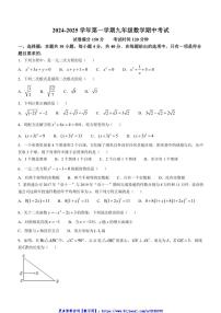 2024～2025学年福建省泉州市第七中学九年级(上)数学期中试卷