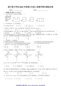 2024～2025学年贵州省毕节市威宁梁才学校九年级(上)期末模拟数学试卷(无答案)