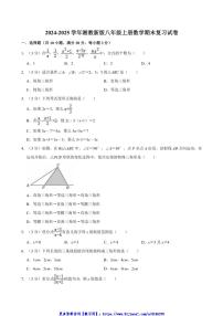 2024～2025学年湘教新版八年级上册数学期末复习试卷(含详解)