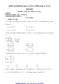 2024～2025学年广东省深圳市龙岗区百合外国语学校九年级(上)12月月考数学试卷(含答案)