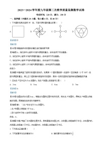 精品解析：安徽省淮南市2023-2024学年九年级上学期月考数学试题（解析版）-A4