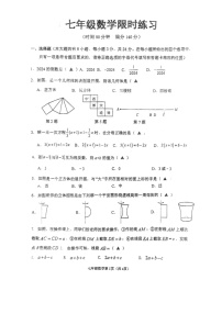 江苏省徐州市树人初级中学2024-2025学年七年级上学期第二次月考数学试卷