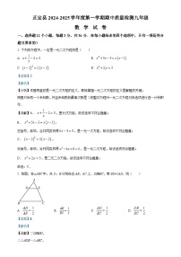 河北省石家庄市正定县2024-2025学年上学期期中九年级数学试卷（解析版）-A4