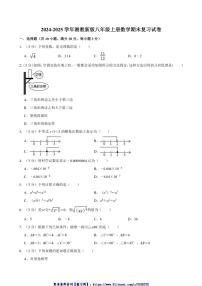 2024～2025学年湘教新版八年级上册数学期末复习试卷(含详解)