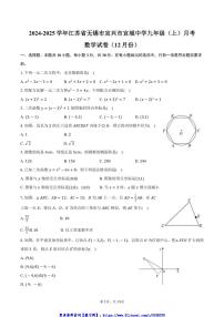 2024～2025学年江苏省无锡市宜兴市宜城中学九年级(上)月考数学试卷(12月份)(含答案)