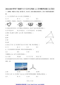 2024～2025学年广西南宁三十七中九年级(上)月考数学试卷(12月份)(含答案)