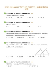 广东省广州白云区2023-2024学年八年级上学期期末数学试卷（含答案）