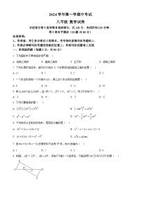 广东省广州市第八十九中学2024~2025学年八年级上学期数学期中考试试卷