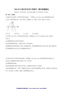 2024年上海市各区县中考数学一模压轴题精选试卷(含解析)