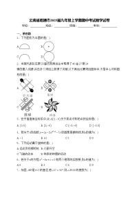 云南省昭通市2025届九年级上学期期中考试数学试卷(含答案)