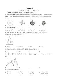 江苏省南通市海安市十三校联考2024-2025学年八年级上学期12月月考数学试卷