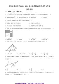 2024～2025学年河南省南阳市第三中学12月份月考九年级(上)数学试卷(含答案)