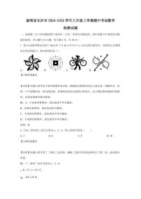 湖南省长沙市2024-2025学年八年级上学期期中考试数学检测试题（含答案）