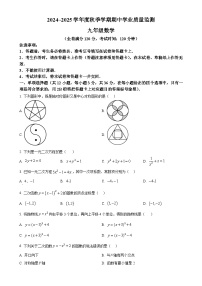 广西南宁市武鸣区2024-2025学年九年级上学期期中考试数学试题（原卷版）-A4