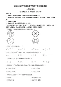 广西南宁市武鸣区2024-2025学年九年级上学期期中考试数学试题（原卷版）-A4