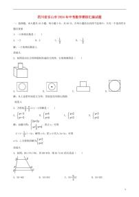 四川省乐山市2024年中考数学模拟试题（含解析）