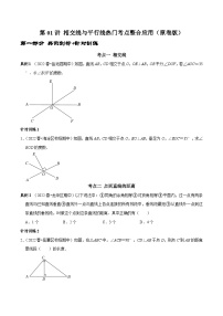 人教版数学七下期末考点复习第01讲 相交线与平行线热门考点整合应用（2份，原卷版+解析版）