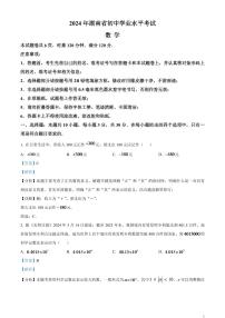 2024年湖南省中考数学试题 （解析版）