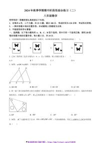 2024～2025学年贵州省黔南布依族苗族自治州长顺县八年级(上)期中阶段检测(二)数学试卷(无答案)