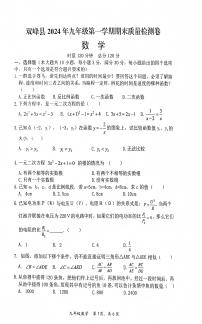 湖南省娄底市双峰县2024-2025学年九年级上学期12月期末考试数学试题