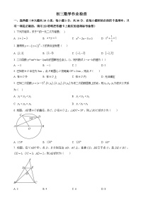 江苏省无锡市天一实验学校2024-2025学年九年级上学期数学第三次月考卷-A4