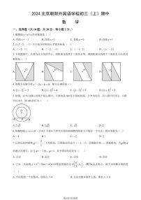 2024北京朝阳外国语学校初三（上）期中数学试卷（教师版）